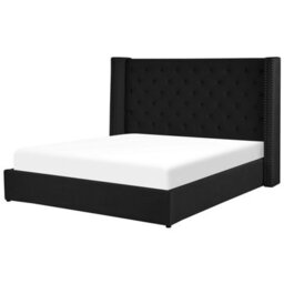 Beliani Ottoman Bed Velvet Lubbon 180 X 200 Cm (Eu Super King) Black - thumbnail 5