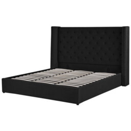 Beliani Ottoman Bed Velvet Lubbon 180 X 200 Cm (Eu Super King) Black - thumbnail 6