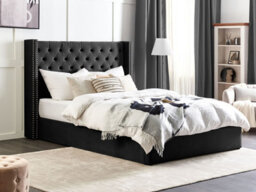Beliani Ottoman Bed Velvet Lubbon 180 X 200 Cm (Eu Super King) Black - thumbnail 2
