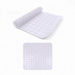 Oxford Homeware Suction Cups Gripper Shower Bath Mat Machine Washable Anti Mould And Mildew Bathroom Mat (White, 53X53Cm) - thumbnail 1