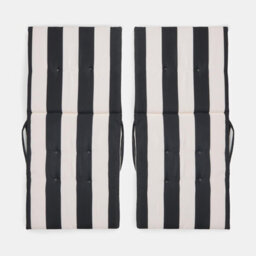 Ohs 2 X Stripe Garden Seat Pad Outdoor High Back Chair Cushion - Black/cream - thumbnail 4