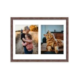 16X12 Inch 2 Opening Photo Collage Frame, Display Two 9X7 Inch Photos, Multi Aperture Family Picture Frame, Walnut - thumbnail 1