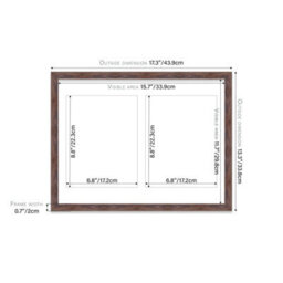 16X12 Inch 2 Opening Photo Collage Frame, Display Two 9X7 Inch Photos, Multi Aperture Family Picture Frame, Walnut - thumbnail 4