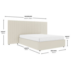 Cream Velvet Wide Panel Headboard Fabric Ottoman Storage Bed King Size 5 Ft - thumbnail 5