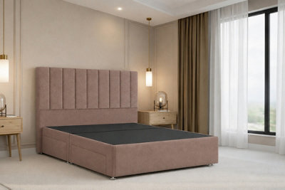 "Nexus Kyoto Mink Plush Divan Bed Base No Drawers With 54"" Floor Standing Headboard 2'6 Small Single" - image 1