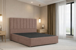 "Nexus Kyoto Mink Plush Divan Bed Base No Drawers With 54"" Floor Standing Headboard 2'6 Small Single" - thumbnail 1
