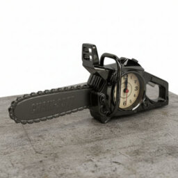 Chainsaw Table Clock Shiny Black Novelty Desk Clock For Men Battery Powered Alarm Clock For Workshop & Unique Gift Décor - thumbnail 9