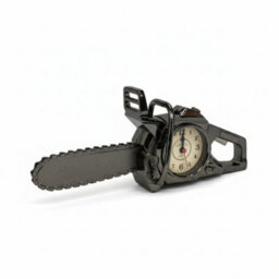 Chainsaw Table Clock Shiny Black Novelty Desk Clock For Men Battery Powered Alarm Clock For Workshop & Unique Gift Décor
