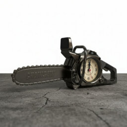 Chainsaw Table Clock Shiny Black Novelty Desk Clock For Men Battery Powered Alarm Clock For Workshop & Unique Gift Décor - thumbnail 2