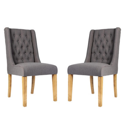 Dibor Set Of 2 Cannes Button Back Kitchen Furniture Dining Room Chair - Charcoal - image 1