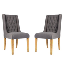 Dibor Set Of 2 Cannes Button Back Kitchen Furniture Dining Room Chair - Charcoal - thumbnail 1