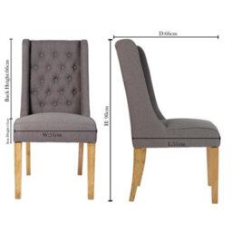 Dibor Set Of 2 Cannes Button Back Kitchen Furniture Dining Room Chair - Charcoal - thumbnail 7