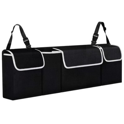 Tanness Car Boot And Seat Back Organiser Heavy Duty - Waterproof 600D Fabric Storage - 4 Compartments With Adjustable Straps - image 1