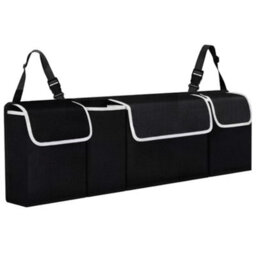 Tanness Car Boot And Seat Back Organiser Heavy Duty - Waterproof 600D Fabric Storage - 4 Compartments With Adjustable Straps