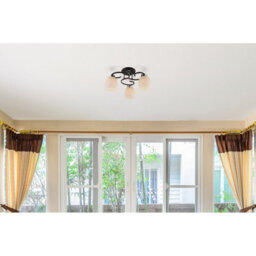 Luminosa Lighting Luminosa Pessoa Iv Multi Arm Semi Flush Ceiling Lamp Black Opal Glass Shade 3X E27 - thumbnail 4