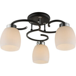 Luminosa Lighting Luminosa Pessoa Iv Multi Arm Semi Flush Ceiling Lamp Black Opal Glass Shade 3X E27 - thumbnail 1
