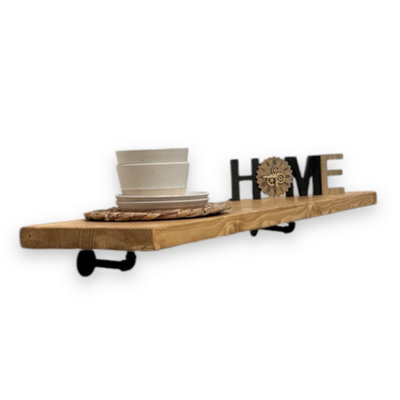 MKGT Rustic Breakfast Bar 30Cm Kitchen Shelf Coffee Pub Table (Rustic Pine, 130Cm Long) - image 1