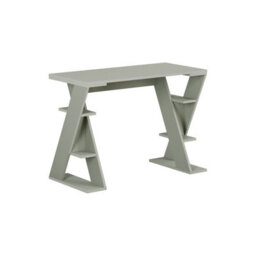Decortie Modern Papillon 106Cm Working Desk Particleboard 3 Mini Shelves, Cross Design Legs H75Xw106Cm, Ash Green - thumbnail 3