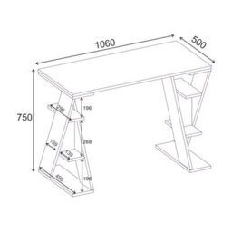 Decortie Modern Papillon 106Cm Working Desk Particleboard 3 Mini Shelves, Cross Design Legs H75Xw106Cm, Ash Green - thumbnail 2
