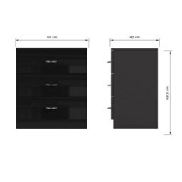 Fwstyle Chilton 3 Piece Black Gloss Bedroom Furniture Set - 2 Door Mirrored Wardrobe, 3 Drawer Chest, 2 Drawer Bedside - thumbnail 8