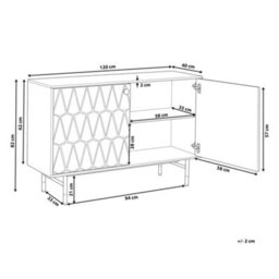 Beliani White 2-Door Sideboard Cabinet - Modern Minimalist Storage With Black Metal Legs And Gold Accent - thumbnail 4