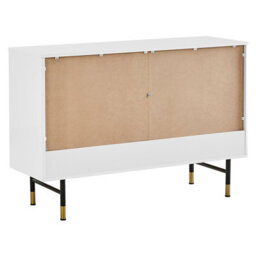 Beliani White 2-Door Sideboard Cabinet - Modern Minimalist Storage With Black Metal Legs And Gold Accent - thumbnail 6