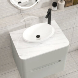Royal Bathrooms Venice 600mm Dove Grey Wall Mounted Bathroom Countertop Vanity Unit 2 Drawer With Nova Basin - thumbnail 6