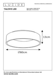 Lucide Talowe Led Modern Flush Ceiling Light 80Cm - Led Dim. - 1X80W 3000K - Black - thumbnail 6