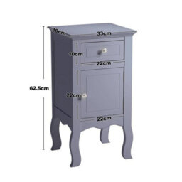 Grey Bedroom Bedside Table Cabinet Wooden 1 Door 1 Drawer Nightstand Sofa Side Table - thumbnail 2