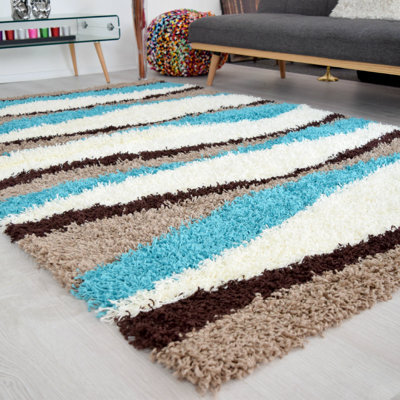 "Bravich Teal Waves Shaggy Rug - California - 60X230Cm (2'x7'8"")"