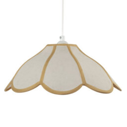 Happy Homewares Classic Natural Linen Pendant Ceiling Shade With Taupe Cotton Trim - thumbnail 2