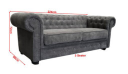 Chesterfield Style Venus Grey Fabric 3+2 Seater Sofa Set - thumbnail 2