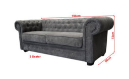 Chesterfield Style Venus Grey Fabric 3+2 Seater Sofa Set - thumbnail 3