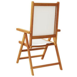 Berkfield Reclining Garden Chairs 8 Pcs Cream White Fabric And Solid Wood - thumbnail 6