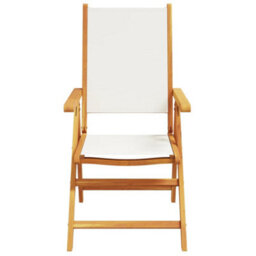 Berkfield Reclining Garden Chairs 8 Pcs Cream White Fabric And Solid Wood - thumbnail 4