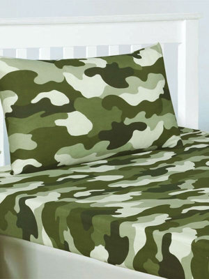 Army Camouflage Single Fitted Sheet And Pillowcase Set - image 1
