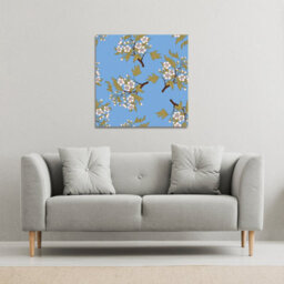 Andrew Lee Orchid Branches On Blue (Canvas Print) / 101 X 101 X 4Cm - thumbnail 1