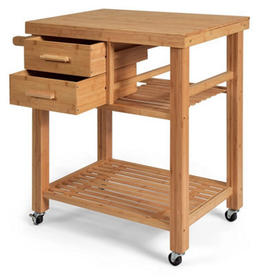 Cart Rolling Bamboo Kitchen Island Cart Kitchen Trolley - image 1