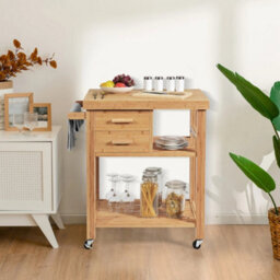 Cart Rolling Bamboo Kitchen Island Cart Kitchen Trolley - thumbnail 2