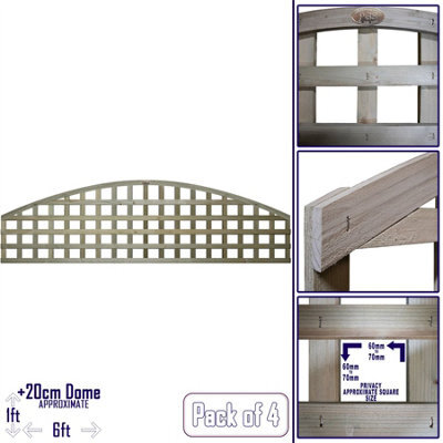 Premier Garden Supplies Arch Top Wooden Trellis Panel 6Ft X 1Ft (4 Pack) Privacy Square Lattice Fencing Topper Extension For Climbing Plant Support - image 1