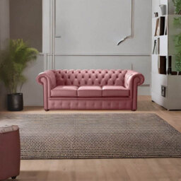 Chesterfield 3 Seater Shelly Brick Red Leather Sofa Bespoke In Classic Style - thumbnail 3