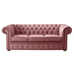 Chesterfield 3 Seater Shelly Brick Red Leather Sofa Bespoke In Classic Style - thumbnail 1