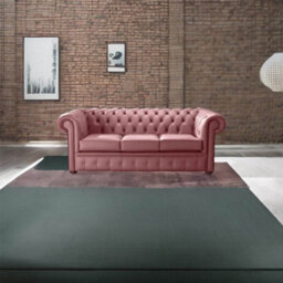 Chesterfield 3 Seater Shelly Brick Red Leather Sofa Bespoke In Classic Style - thumbnail 2