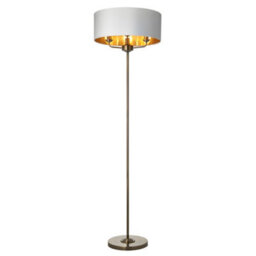 Anson Lighting Haywood Antique Brass With Vintage White Faux Silk Shade Classic Modern 1 Light Floor Light - thumbnail 3