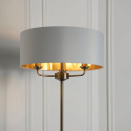Anson Lighting Haywood Antique Brass With Vintage White Faux Silk Shade Classic Modern 1 Light Floor Light - thumbnail 2