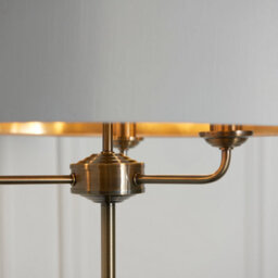 Anson Lighting Haywood Antique Brass With Vintage White Faux Silk Shade Classic Modern 1 Light Floor Light - thumbnail 7