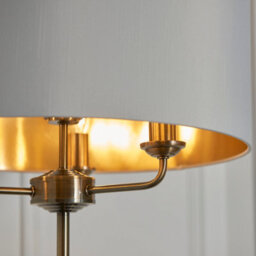 Anson Lighting Haywood Antique Brass With Vintage White Faux Silk Shade Classic Modern 1 Light Floor Light - thumbnail 4