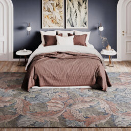 Loomed Floral Design Cotton Chenille Rug Blue Green Beige Machine Washable 160Cm X 230Cm - thumbnail 3