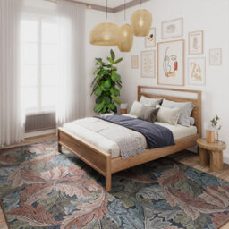 Loomed Floral Design Cotton Chenille Rug Blue Green Beige Machine Washable 160Cm X 230Cm - thumbnail 2