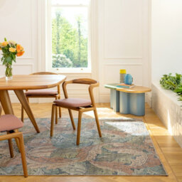 Loomed Floral Design Cotton Chenille Rug Blue Green Beige Machine Washable 160Cm X 230Cm - thumbnail 5